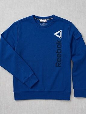 Reebok Boys Blue Crewneck Sweatshirt Utility Pocket Youth XL 14/16